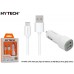 Hytech HY-X46 3.4A Hızlı Şarj Type-C Kablolu 2 USB Beyaz Araç Şarj Cihazı