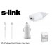 S-link IP-547 1000MA iPhone Lightning 3 in 1 Ev+Araç+Data Şarj Kablosu