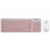 Everest KM-01K Pembe Usb Yuvarlak Tuşlu 3D Mouse Combo Türkçe Klavye + Mouse Set